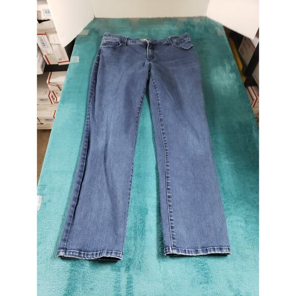 Chicos Jeans 2 US Size 12 Womens Blue Stretch Pants Denim Mid Rise Straight - Picture 1 of 11